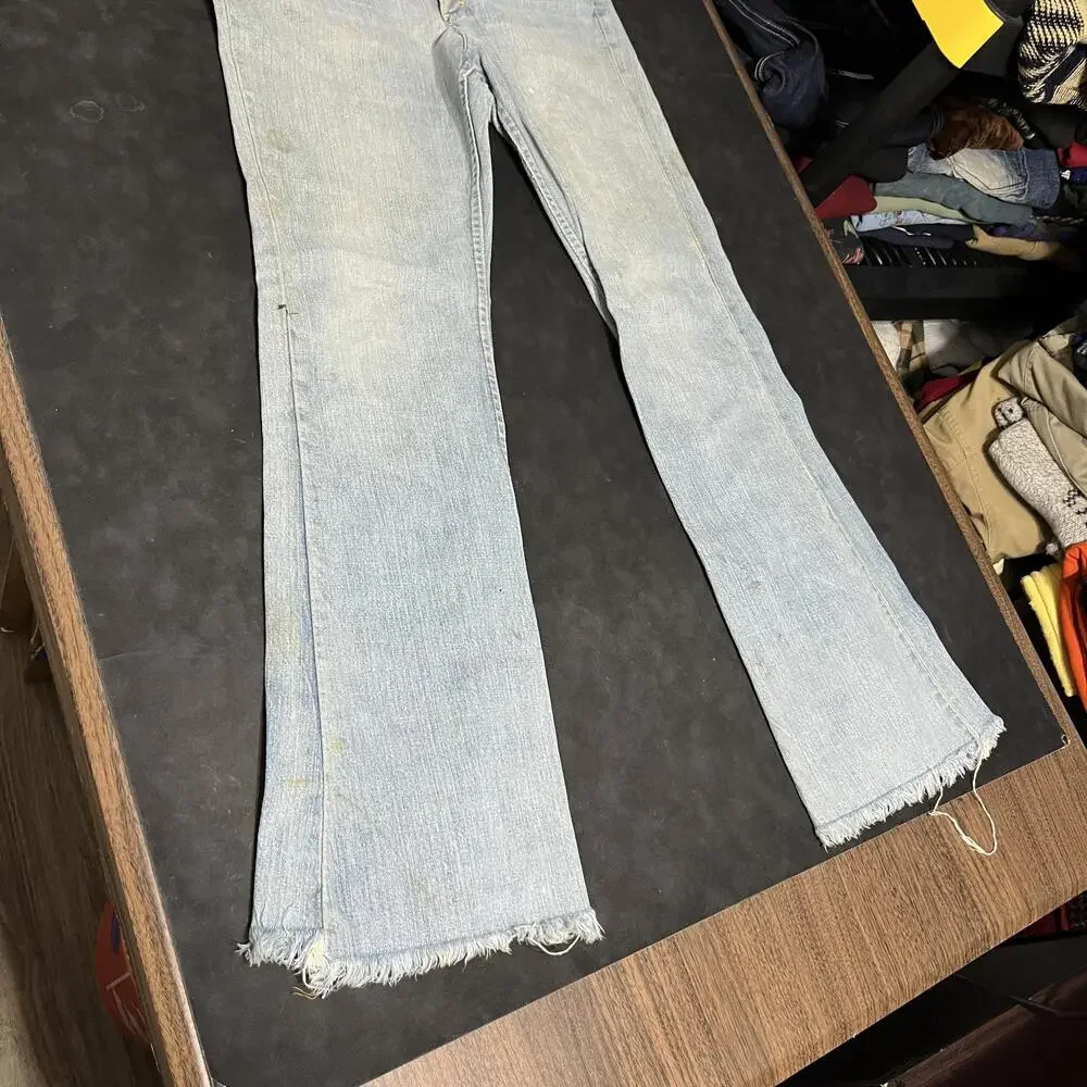 Vintage Lee Jeans Zombie Distress Mens 32x29 Denim Flare 60s Thrashed USA 1970s
